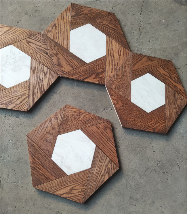 9-Hexagon pattern with marble inlay