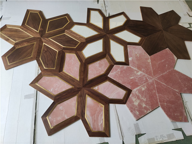 2-Azalia-marble and brass inlay